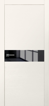 Межкомнатная дверь Loft 1 в цвете Ясень Молочно-белый со стеклом Стекло Черное AGS