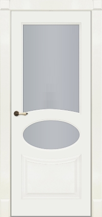 Межкомнатная дверь ПГ Rimini 12-2 в цвете Антично-Белый со стеклом Сатинат Белый