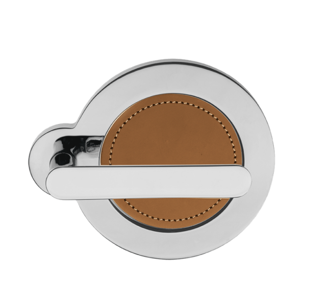 Дверная ручка Morelli Luxury PLANET CRO/CUOIO Цвет - Хром/вставка светло коричневая кожа