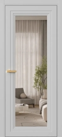 Межкомнатная Дверь ПО Erte 1 полуторная в цвете Телегрей (RAL 7047) со стеклом НОВЫЙ Бронза Прозрачный