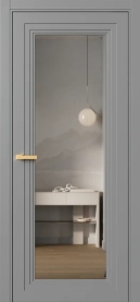 Межкомнатная Дверь ПО Erte 2 Rustica полуторная в цвете Пыльно-серый (RAL 7037) со стеклом НОВЫЙ Зеркало Графит