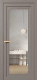 Межкомнатная Дверь ПО Erte 2 Rustica в цвете Умбра (NCS S 6005-Y50R) со стеклом НОВЫЙ Зеркало Безцветный