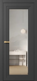 Межкомнатная Дверь ПО Erte 2 Rustica пенал в цвете Базальт (NCS S 8000-N) со стеклом НОВЫЙ Зеркало Безцветный