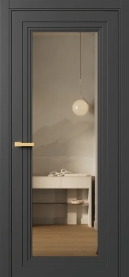 Межкомнатная Раздвижная Дверь ПО Erte 2 Rustica купе в цвете Базальт (NCS S 8000-N) со стеклом НОВЫЙ Зеркало Бронза