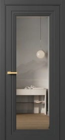 Межкомнатная Раздвижная Дверь ПО Erte 1 купе в цвете Базальт (NCS S 8000-N) со стеклом НОВЫЙ Зеркало Графит