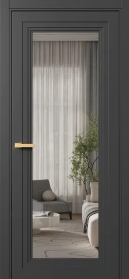 Межкомнатная Дверь ПО Erte 1 в цвете Базальт (NCS S 8000-N) со стеклом НОВЫЙ Грей Прозрачный