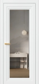 Межкомнатная Дверь ПО Erte 1 в цвете белоснежный со стеклом НОВЫЙ Зеркало Графит