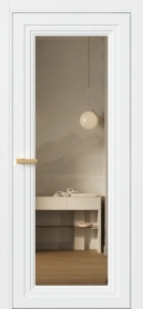 Межкомнатная Дверь ПО Erte 1 в цвете Сигнально-белый (RAL 9003) со стеклом НОВЫЙ Зеркало Бронза