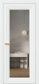 Межкомнатная Дверь ПО Erte 1 маятниковая в цвете Сигнально-белый (RAL 9003) со стеклом НОВЫЙ Зеркало Графит