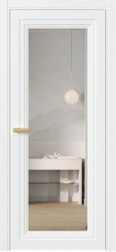 Межкомнатная Дверь ПО Erte 1 в цвете Сигнально-белый (RAL 9003) со стеклом НОВЫЙ Зеркало Оптивайт