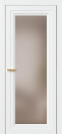 Межкомнатная Дверь ПО Erte 1 в цвете Сигнально-белый (RAL 9003) со стеклом НОВЫЙ Бронза Сатинат
