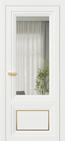 Межкомнатная Дверь ПО Erte 2 Rustica Декор золото в цвете Бланж (RAL 9010) со стеклом НОВЫЙ Прозрачный