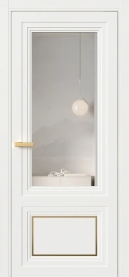 Межкомнатная Дверь ПО Erte 2 Rustica Декор золото Invisible в цвете Бланж (RAL 9010) со стеклом НОВЫЙ Зеркало Безцветный