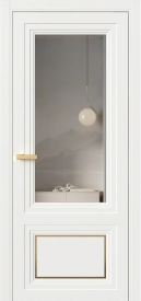 Межкомнатная Дверь ПО Erte 2 Rustica Декор золото в цвете Бланж (RAL 9010) со стеклом НОВЫЙ Зеркало Графит