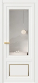 Межкомнатная Дверь ПО Erte 2 Rustica Декор золото в цвете Бланж (RAL 9010) со стеклом НОВЫЙ Зеркало Оптивайт