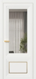 Межкомнатная Дверь ПО Erte 2 Rustica Декор золото полуторная в цвете Бланж (RAL 9010) со стеклом НОВЫЙ Грей Прозрачный
