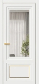 Межкомнатная Дверь ПО Erte 2 Rustica Декор золото пенал в цвете Бланж (RAL 9010) со стеклом НОВЫЙ Оптивайт Прозрачный