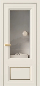 Межкомнатная Дверь ПО Erte 2 Rustica Декор золото в цвете Кремово-белый со стеклом НОВЫЙ Зеркало Графит