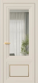 Межкомнатная Дверь ПО Erte 2 Rustica Декор золото полуторная в цвете Пралине (NCS S 1505-Y40R) со стеклом НОВЫЙ Прозрачный