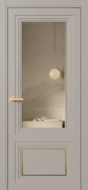 Межкомнатная Дверь ПО Erte 2 Rustica Декор золото полуторная в цвете Молескин со стеклом НОВЫЙ Зеркало Бронза