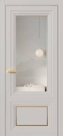 Межкомнатная Дверь ПО Erte 2 Rustica Декор золото полуторная в цвете Кашемир (NCS S 2002-Y50R) со стеклом НОВЫЙ Зеркало Безцветный
