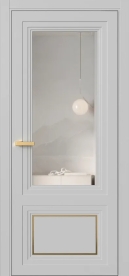 Межкомнатная Дверь ПО Erte 2 Rustica Декор золото в цвете Телегрей (RAL 7047) со стеклом НОВЫЙ Зеркало Безцветный