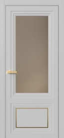 Межкомнатная Дверь ПО Erte 2 Rustica Декор золото маятниковая в цвете Телегрей (RAL 7047) со стеклом НОВЫЙ Зеркало Бронза Матовый