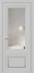 Межкомнатная Дверь ПО Erte 2 Rustica Декор золото в цвете Телегрей (RAL 7047) со стеклом НОВЫЙ Зеркало Оптивайт