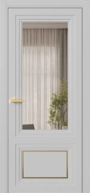 Межкомнатная Дверь ПО Erte 2 Rustica Декор золото пенал в цвете Телегрей (RAL 7047) со стеклом НОВЫЙ Бронза Прозрачный