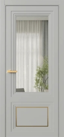 Межкомнатная Дверь ПО Erte 2 Rustica Декор золото в цвете Серый шёлк (RAL 7044) со стеклом НОВЫЙ Прозрачный
