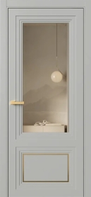 Межкомнатная Дверь ПО Erte 2 Rustica Декор золото рото в цвете Серый шёлк (RAL 7044) со стеклом НОВЫЙ Зеркало Бронза
