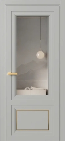 Межкомнатная Дверь ПО Erte 2 Rustica Декор золото в цвете Серый шёлк (RAL 7044) со стеклом НОВЫЙ Зеркало Графит