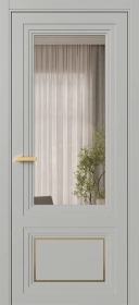 Межкомнатная Дверь ПО Erte 2 Rustica Декор золото двустворчатая в цвете Серый шёлк (RAL 7044) со стеклом НОВЫЙ Бронза Прозрачный