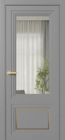 Межкомнатная Дверь ПО Erte 2 Rustica Декор золото двустворчатая в цвете Пыльно-серый (RAL 7037) со стеклом НОВЫЙ Прозрачный