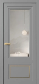 Межкомнатная Дверь ПО Erte 2 Rustica Декор золото в цвете Пыльно-серый (RAL 7037) со стеклом НОВЫЙ Зеркало Безцветный