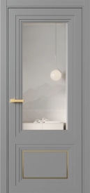 Межкомнатная Дверь ПО Erte 2 Rustica Декор золото в цвете Пыльно-серый (RAL 7037) со стеклом НОВЫЙ Зеркало Оптивайт