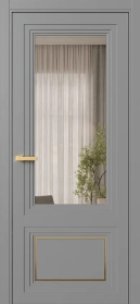 Межкомнатная Дверь ПО Erte 2 Rustica Декор золото в цвете Пыльно-серый (RAL 7037) со стеклом НОВЫЙ Бронза Прозрачный