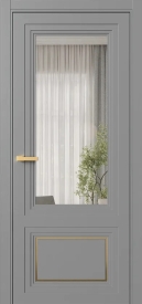 Межкомнатная Дверь ПО Erte 2 Rustica Декор золото полуторная в цвете Пыльно-серый (RAL 7037) со стеклом НОВЫЙ Оптивайт Прозрачный