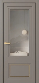 Межкомнатная Раздвижная Дверь ПО Erte 2 Rustica Декор золото купе в цвете Умбра (NCS S 6005-Y50R) со стеклом НОВЫЙ Зеркало Графит