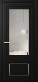 Межкомнатная Дверь ПО Erte 2 Rustica Декор золото в цвете Чёрный агат  со стеклом НОВЫЙ Зеркало Безцветный