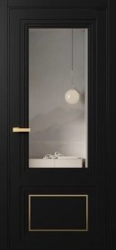 Межкомнатная Дверь ПО Erte 2 Rustica Декор золото пенал в цвете Чёрный агат  со стеклом НОВЫЙ Зеркало Графит