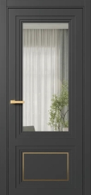 Межкомнатная Дверь ПО Erte 2 Rustica Декор золото в цвете Базальт (NCS S 8000-N) со стеклом НОВЫЙ Прозрачный