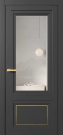 Межкомнатная Дверь ПО Erte 2 Rustica Декор золото в цвете Базальт (NCS S 8000-N) со стеклом НОВЫЙ Зеркало Безцветный
