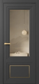Межкомнатная Дверь ПО Erte 2 Rustica Декор золото в цвете Базальт (NCS S 8000-N) со стеклом НОВЫЙ Зеркало Бронза