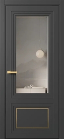 Межкомнатная Дверь ПО Erte 2 Rustica Декор золото в цвете Базальт (NCS S 8000-N) со стеклом НОВЫЙ Зеркало Графит