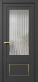Межкомнатная Дверь ПО Erte 2 Rustica Декор золото двустворчатая в цвете Базальт (NCS S 8000-N) со стеклом НОВЫЙ Moru Оптивайт Прозрачный
