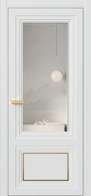 Межкомнатная Дверь ПО Erte 2 Rustica Декор золото в цвете Скандинавский серый (NCS S 1000-N) со стеклом НОВЫЙ Зеркало Безцветный