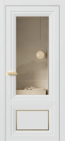 Межкомнатная Дверь ПО Erte 2 Rustica Декор золото в цвете Скандинавский серый (NCS S 1000-N) со стеклом НОВЫЙ Зеркало Бронза