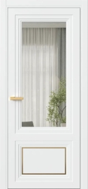 Межкомнатная Дверь ПО Erte 2 Rustica Декор золото Invisible в цвете белоснежный со стеклом НОВЫЙ Прозрачный