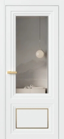 Межкомнатная Дверь ПО Erte 2 Rustica Декор золото Invisible в цвете белоснежный со стеклом НОВЫЙ Зеркало Графит